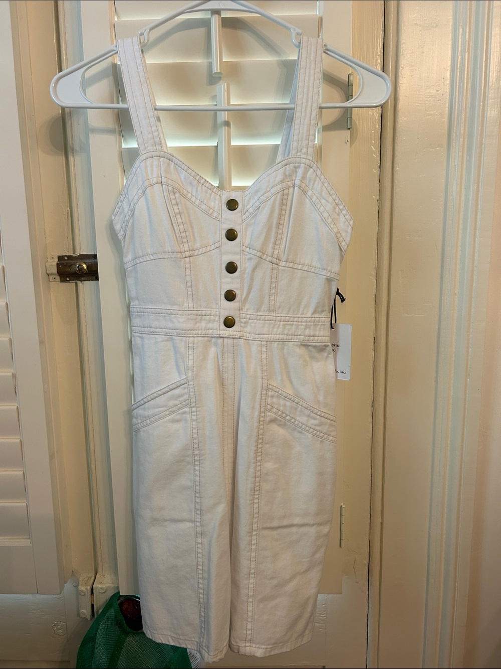 Japna White Denim Button-Front Mini Dress